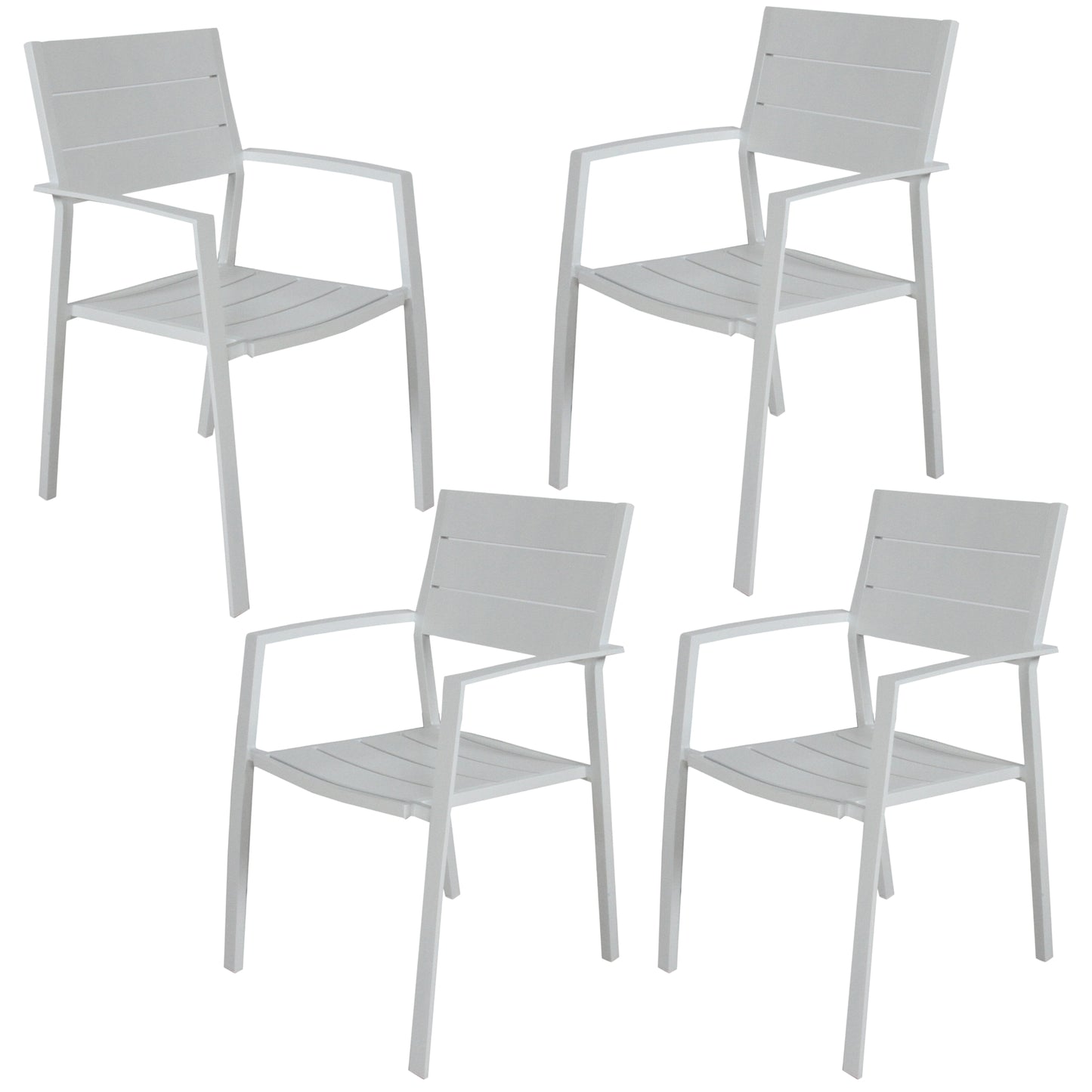 Percy 4pc Set Outdoor Dining Table Chair Aluminium Frame White - Cosy Abode