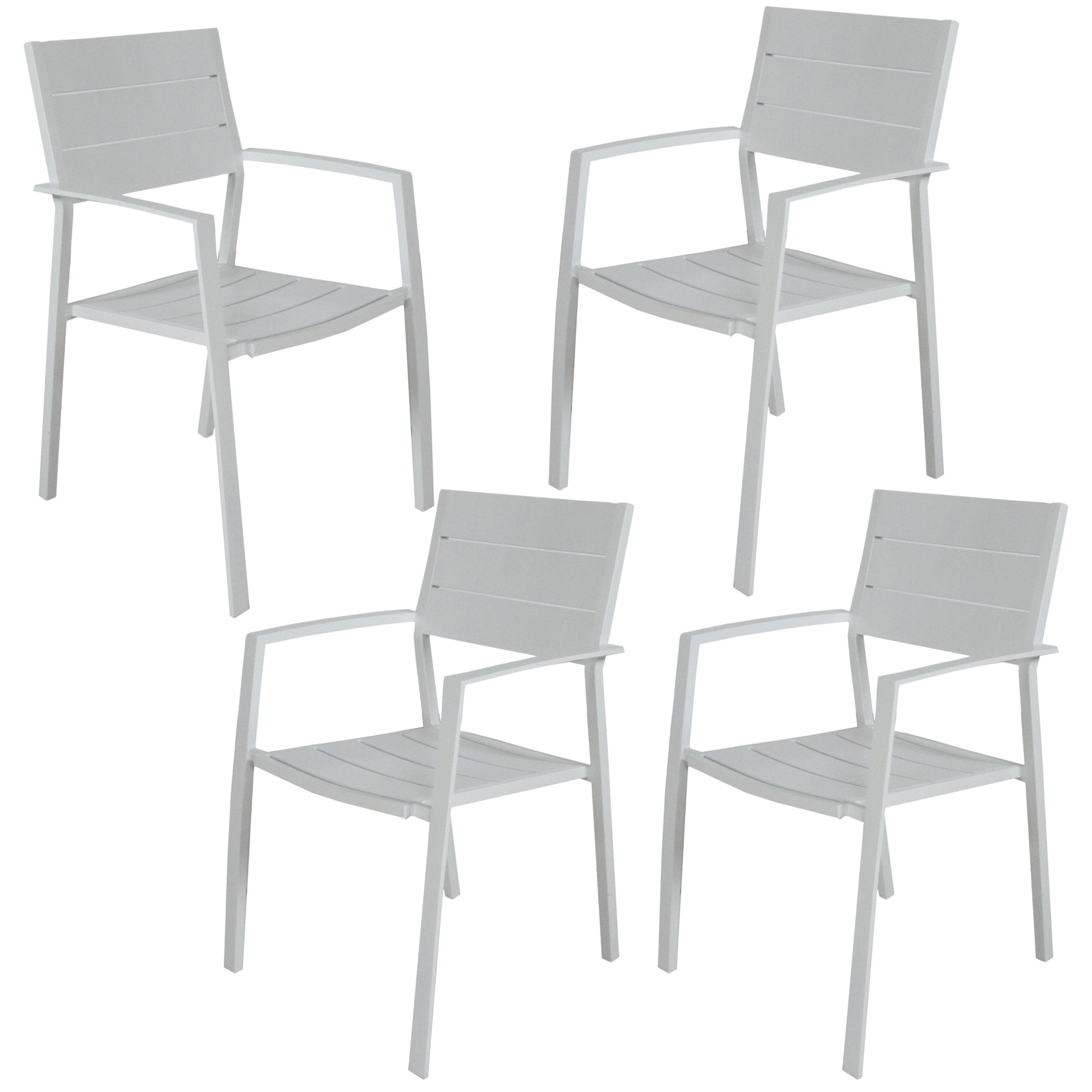 Percy 4pc Set Outdoor Dining Table Chair Aluminium Frame White - Cosy Abode