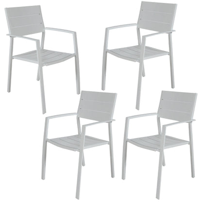 Percy 4pc Set Outdoor Dining Table Chair Aluminium Frame White - Cosy Abode