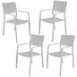 Percy 4pc Set Outdoor Dining Table Chair Aluminium Frame White - Cosy Abode