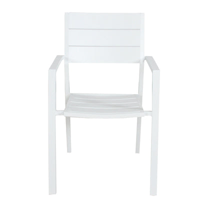 Percy 6pc Set Outdoor Dining Table Chair Aluminium Frame White - Cosy Abode