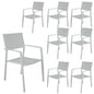 Percy 8pc Set Outdoor Dining Table Chair Aluminium Frame White - Cosy Abode