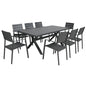 Percy 9pc 200cm Outdoor Trestle Dining Table Chair Set Aluminium Frame Grey - Cosy Abode