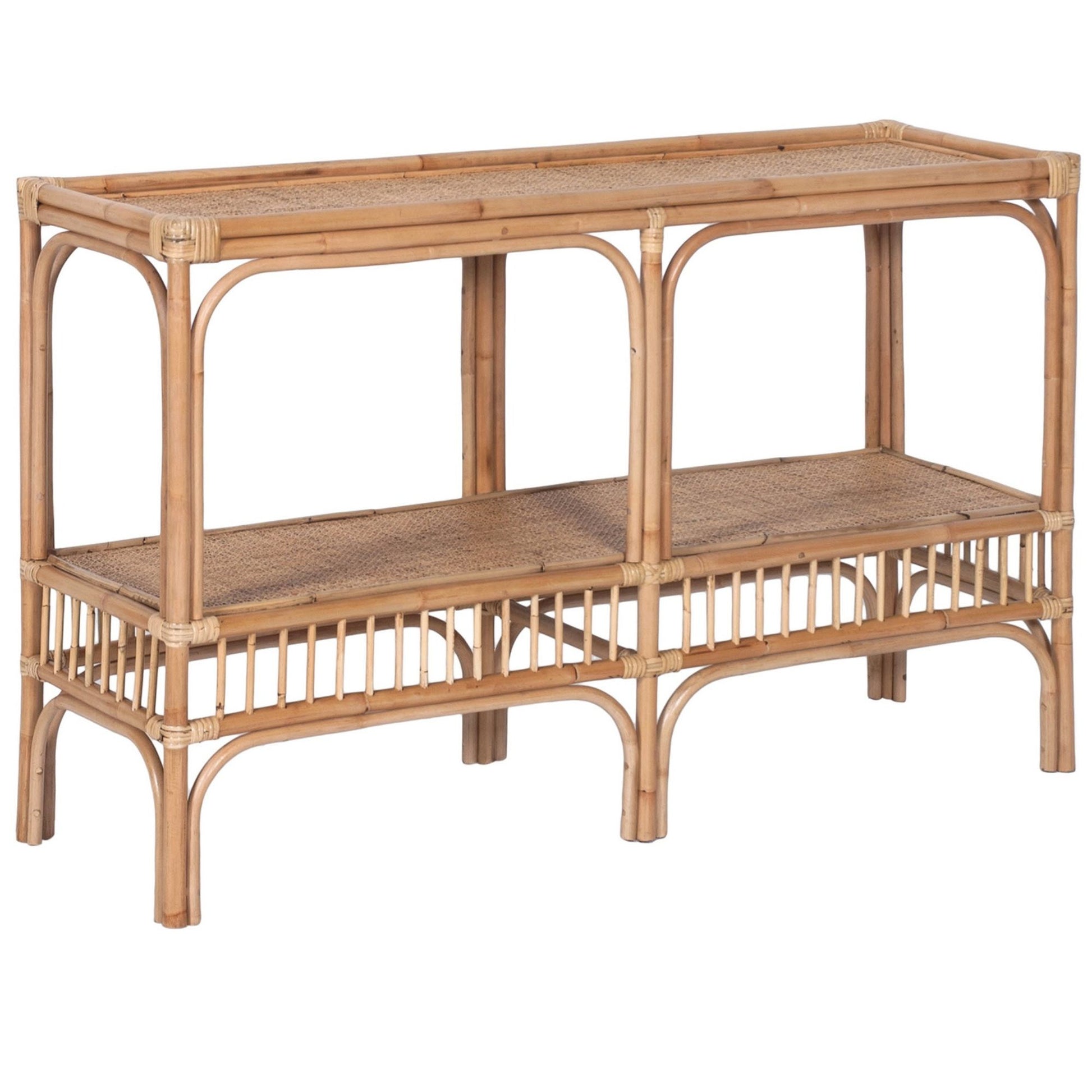 Earthy 120cm Rattan Cane Console Entry Entrance Hallway Table - Natural - Cosy Abode