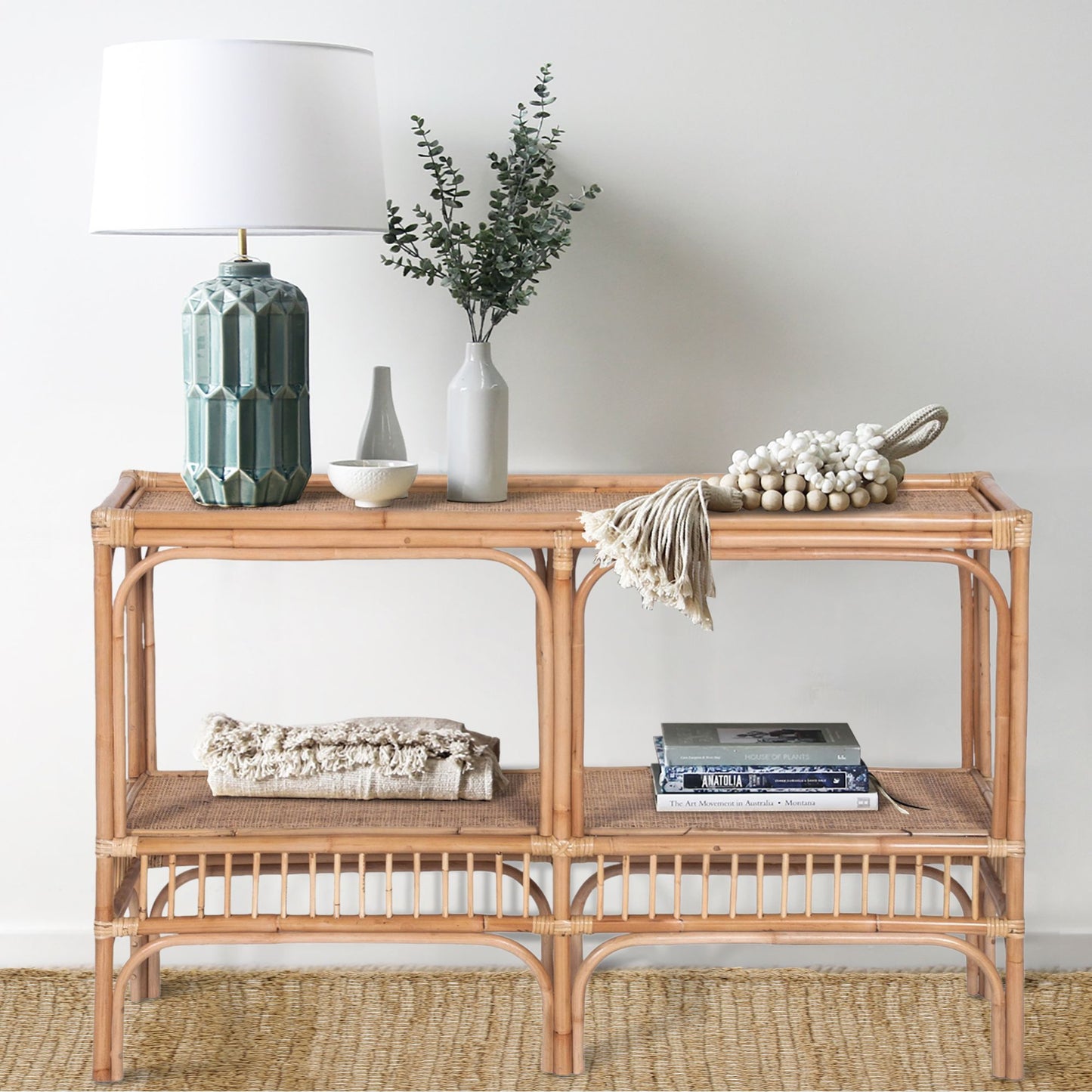 Earthy 120cm Rattan Cane Console Entry Entrance Hallway Table - Natural - Cosy Abode