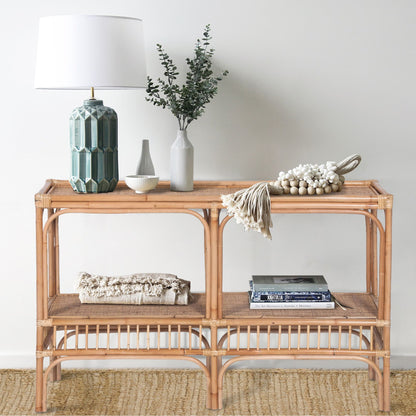 Earthy 120cm Rattan Cane Console Entry Entrance Hallway Table - Natural - Cosy Abode