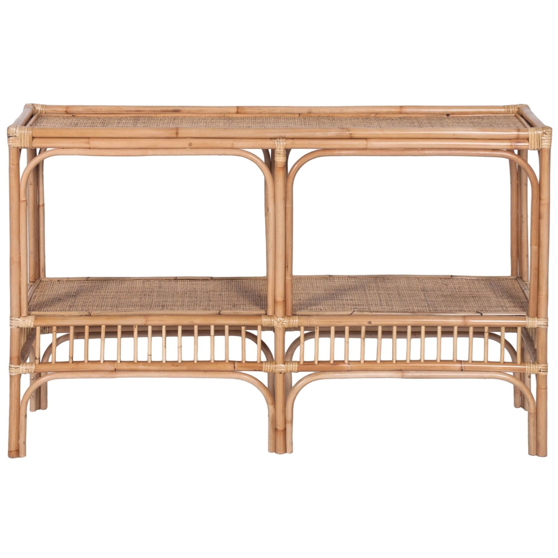 Earthy 120cm Rattan Cane Console Entry Entrance Hallway Table - Natural - Cosy Abode