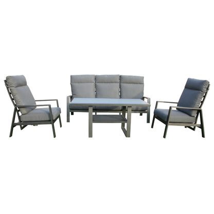 Pearl 4pc Outdoor Sofa Set Coffee Table Chair 3 Seater Lounge - Cosy Abode