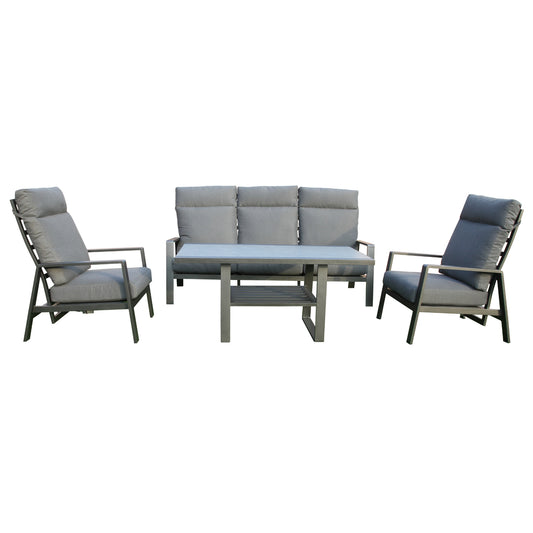 Pearl 4pc Outdoor Sofa Set Coffee Table Chair 3 Seater Lounge - Cosy Abode