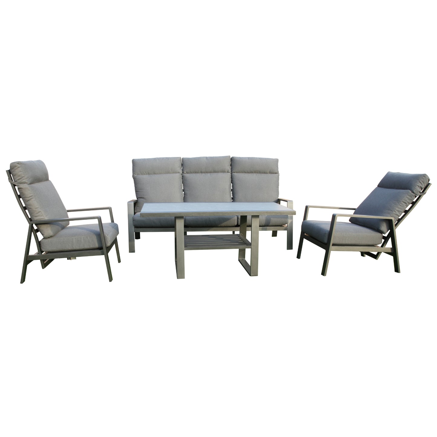 Pearl 4pc Outdoor Sofa Set Coffee Table Chair 3 Seater Lounge - Cosy Abode