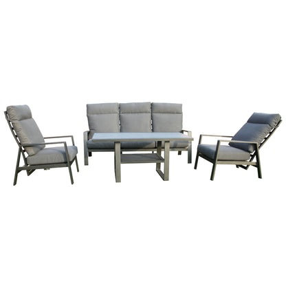 Pearl 4pc Outdoor Sofa Set Coffee Table Chair 3 Seater Lounge - Cosy Abode