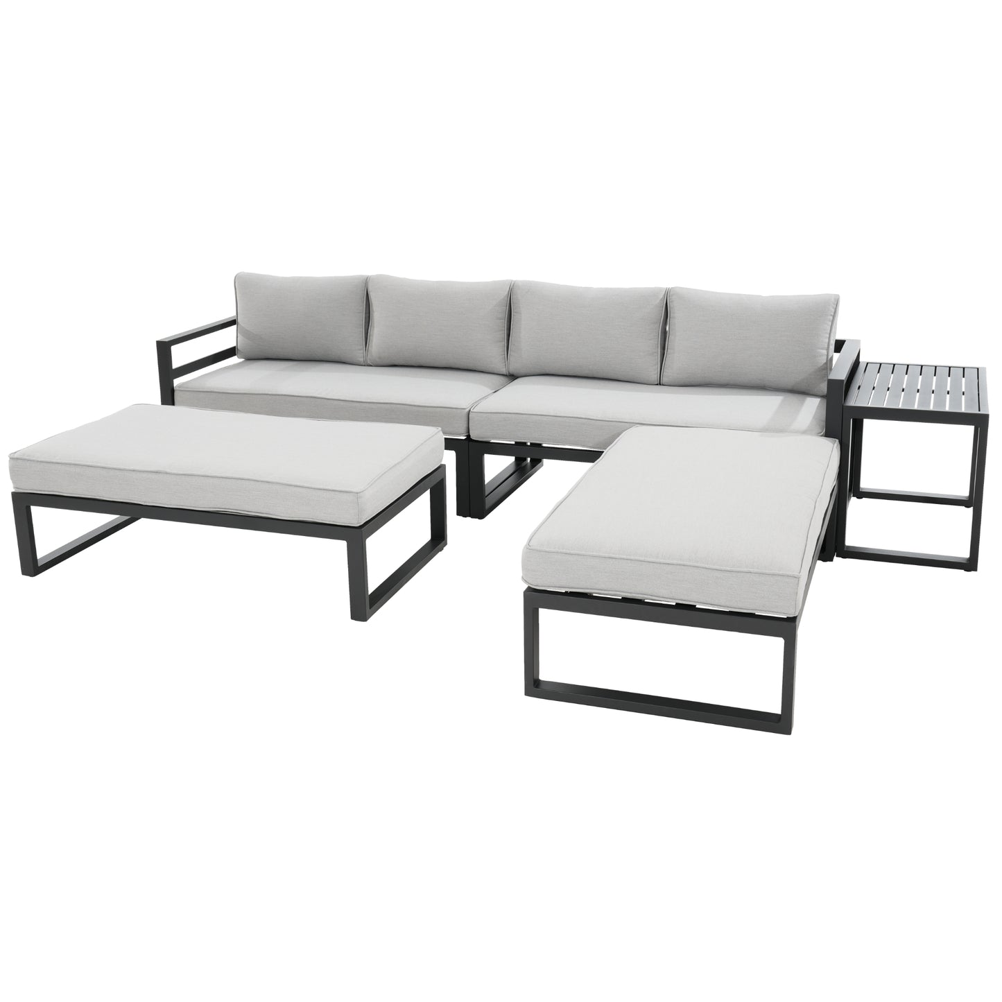 Skye 5pc Outdoor Sofa Set Coffee Side Table Modular Aluminium Frame - Cosy Abode