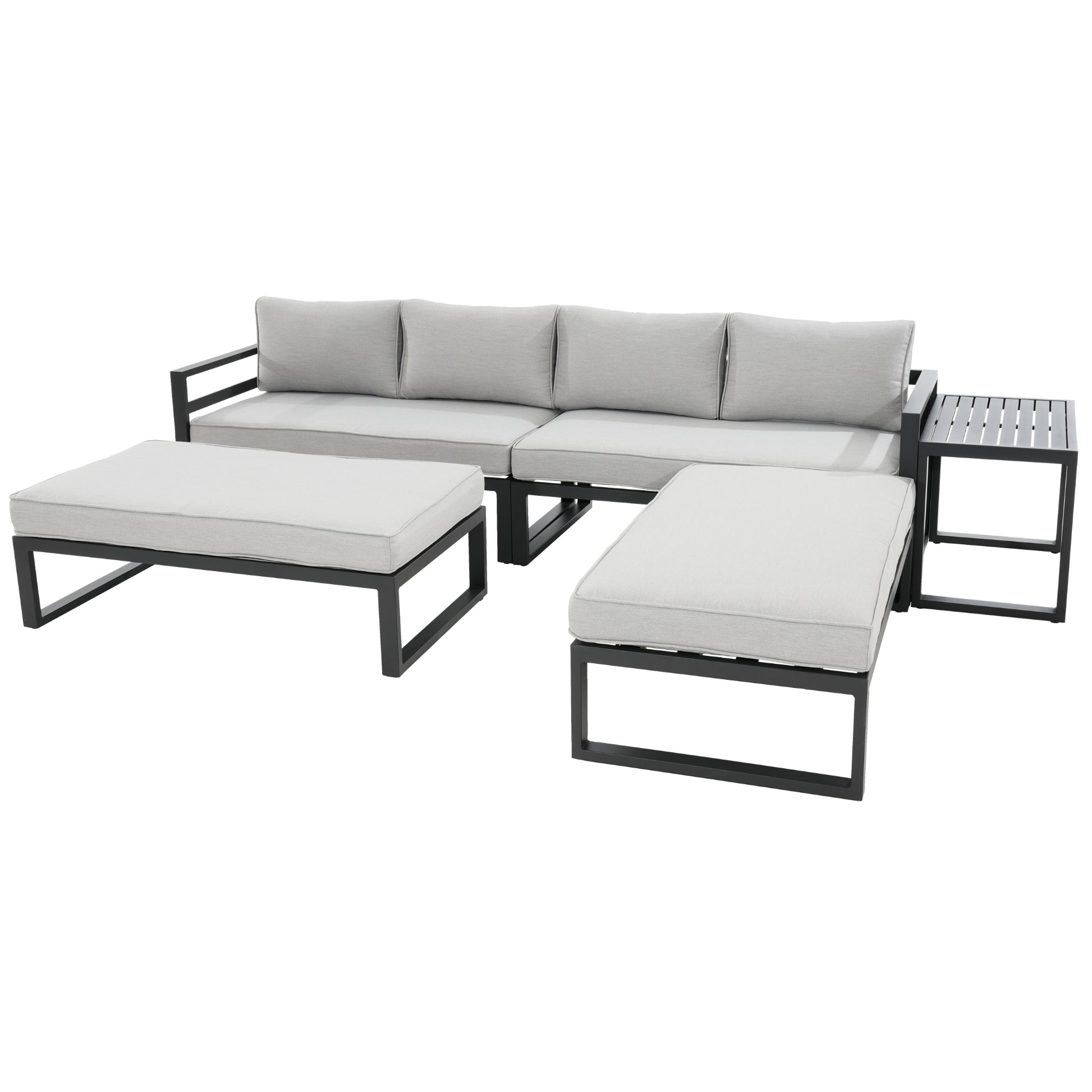 Skye 5pc Outdoor Sofa Set Coffee Side Table Modular Aluminium Frame - Cosy Abode
