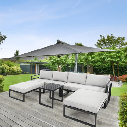 Skye 5pc Outdoor Sofa Set Coffee Side Table Modular Aluminium Frame - Cosy Abode