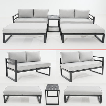 Skye 5pc Outdoor Sofa Set Coffee Side Table Modular Aluminium Frame - Cosy Abode