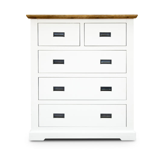 Orville Tallboy 5 Chest of Drawers Solid Wood Storage Cabinet - Multi Color - Cosy Abode
