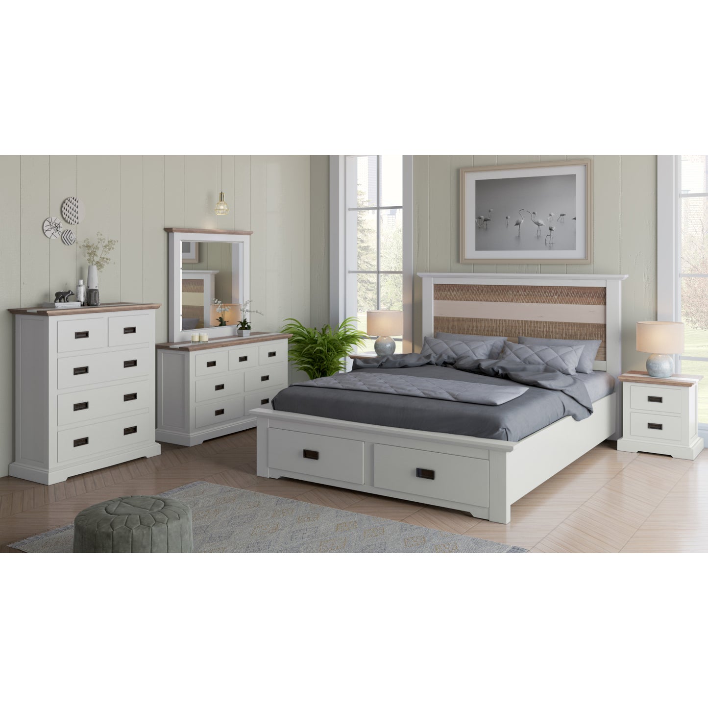 Orville Tallboy 5 Chest of Drawers Solid Wood Storage Cabinet - Multi Color - Cosy Abode