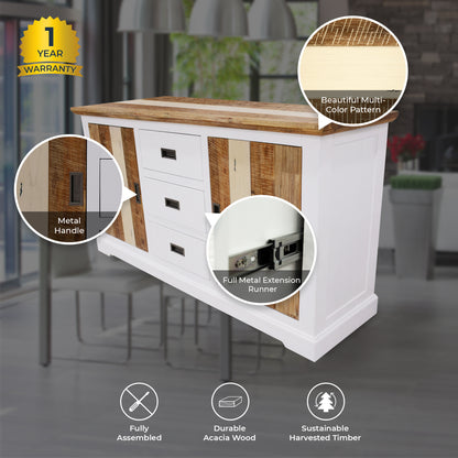 Orville Buffet Table 166cm 2 Door 3 Drawer Solid Acacia Timber Wood -Multi Color - Cosy Abode