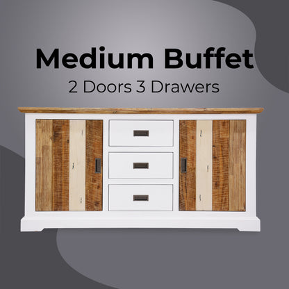 Orville Buffet Table 166cm 2 Door 3 Drawer Solid Acacia Timber Wood -Multi Color - Cosy Abode