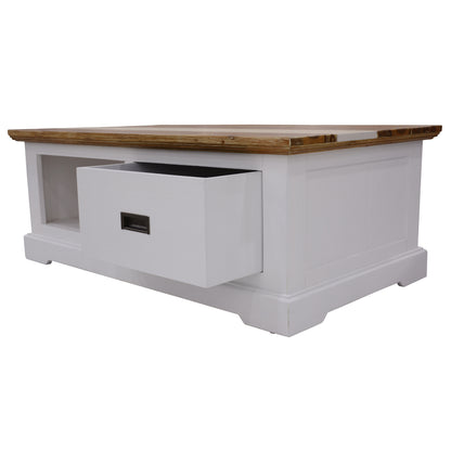 Orville Coffee Table 120cm 1 Drawer Solid Acacia Timber Wood - Multi Color - Cosy Abode