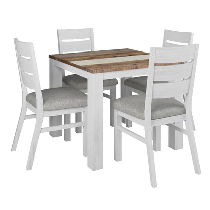Orville 5pc Dining Set 90cm Table 4 Chair Solid Acacia Wood Timber - Multi Color - Cosy Abode