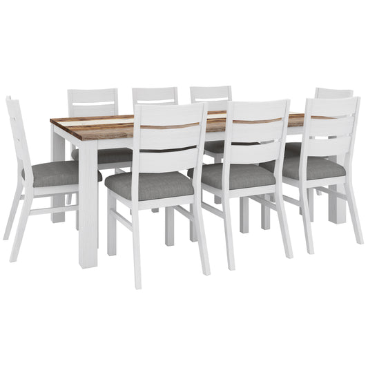 Orville 9pc Dining Set 200cm Table 8 Chair Solid Acacia Wood Timber -Multi Color - Cosy Abode