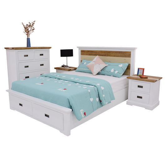 Orville 4pc King Bed Frame Suite Bedside Tallboy Furniture Package - Multi Color - Cosy Abode