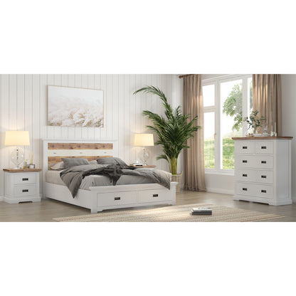 Orville 4pc Queen Bed Frame Suite Bedside Tallboy Furniture Package -Multi Color - Cosy Abode