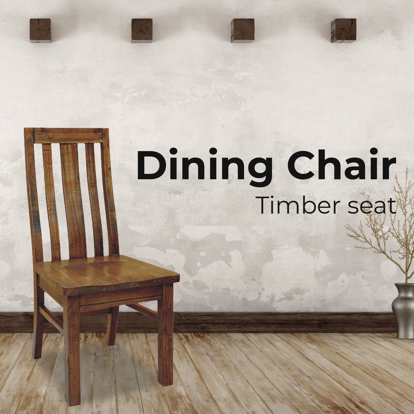 Birdsville Dining Chair Set of 2 Solid Mt Ash Wood Dining Furniture - Brown - Cosy Abode