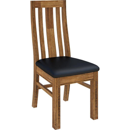 Birdsville PU Seat Dining Chair Set of 2 Solid Ash Wood Dining Furniture -Brown - Cosy Abode