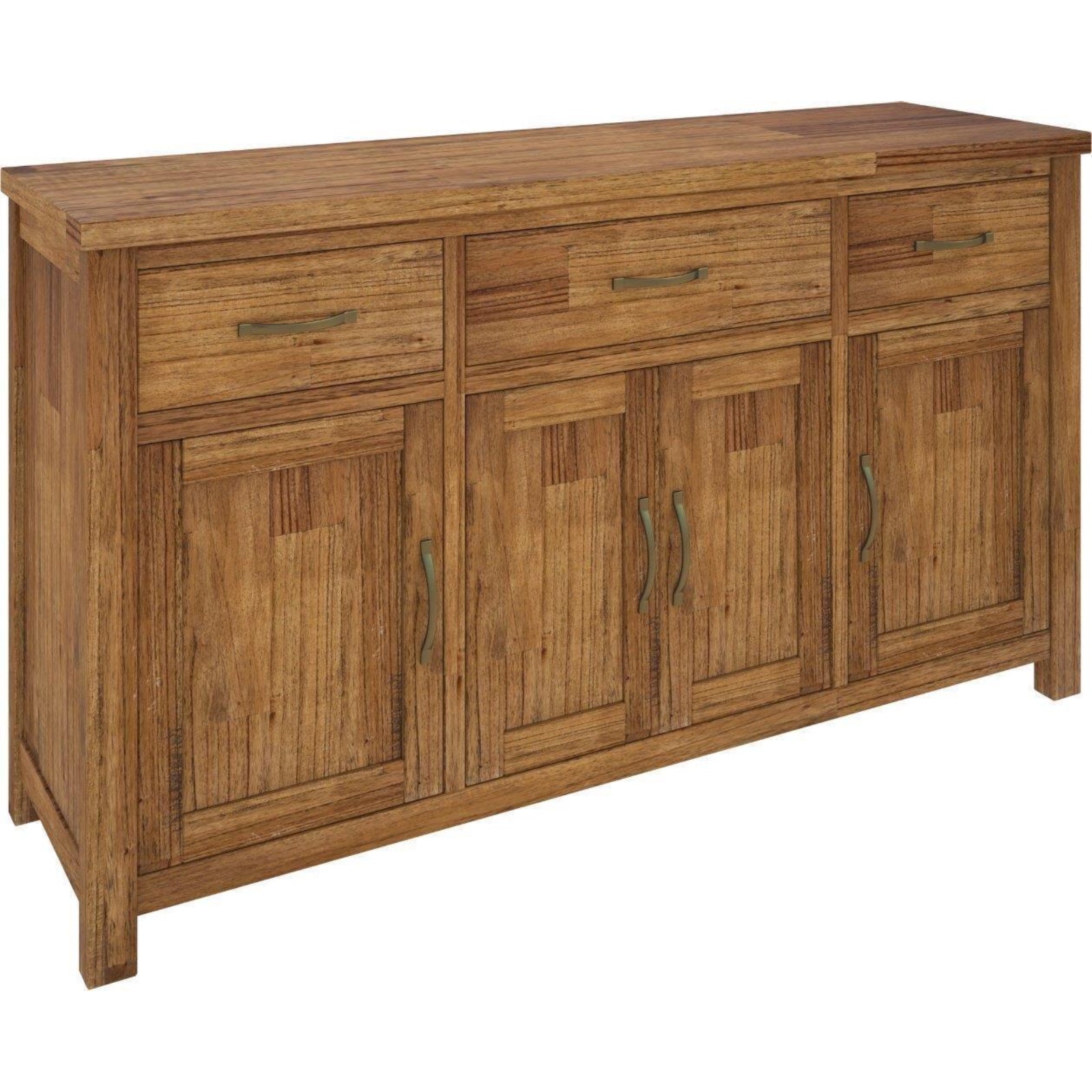 Birdsville Buffet Table 161cm 4 Door 3 Drawer Solid Mt Ash Timber Wood - Brown - Cosy Abode