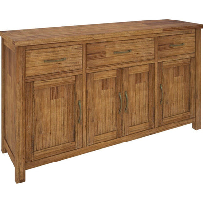 Birdsville Buffet Table 161cm 4 Door 3 Drawer Solid Mt Ash Timber Wood - Brown - Cosy Abode