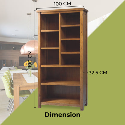 Birdsville Bookshelf Bookcase Display Unit Solid Mt Ash Timber Wood - Brown - Cosy Abode