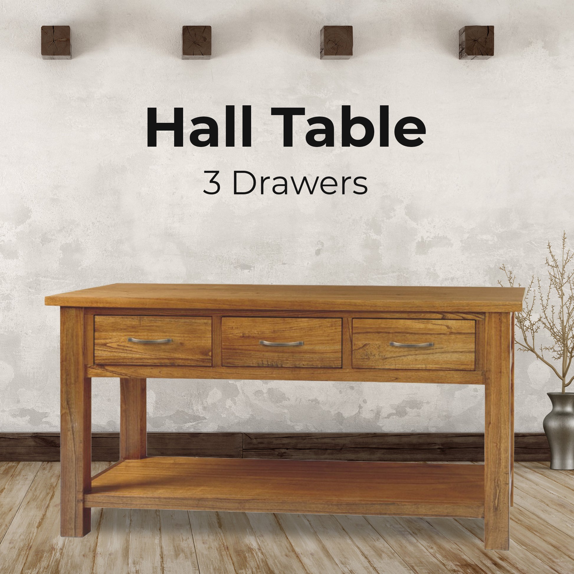 Birdsville Console Hallway Entry Table 156cm Solid Mt Ash Timber Wood - Brown - Cosy Abode