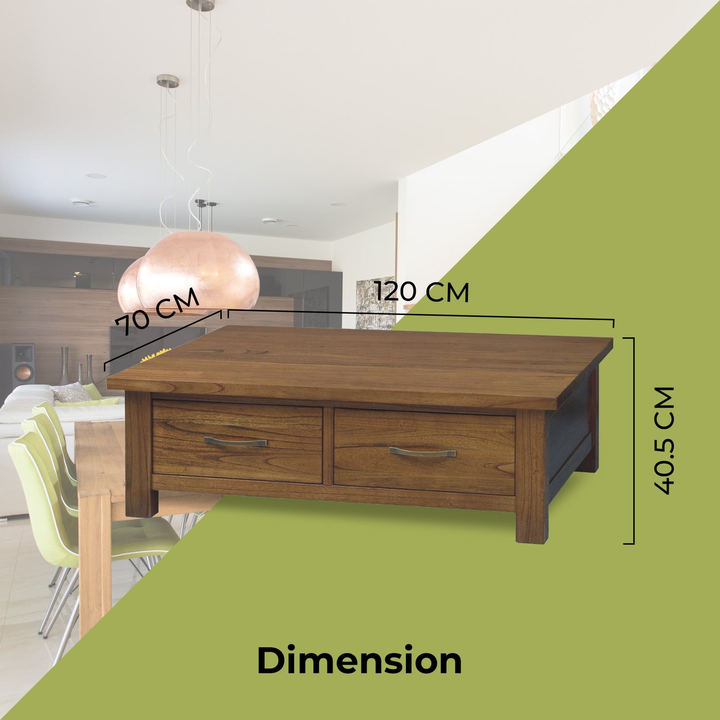 Birdsville Coffee Table 120cm 2 Drawer Solid Mt Ash Timber Wood - Brown - Cosy Abode