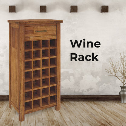 Birdsville Wine Rack 28 Bottle Sideboard Buffet Cabinet Wooden Storage - Brown - Cosy Abode