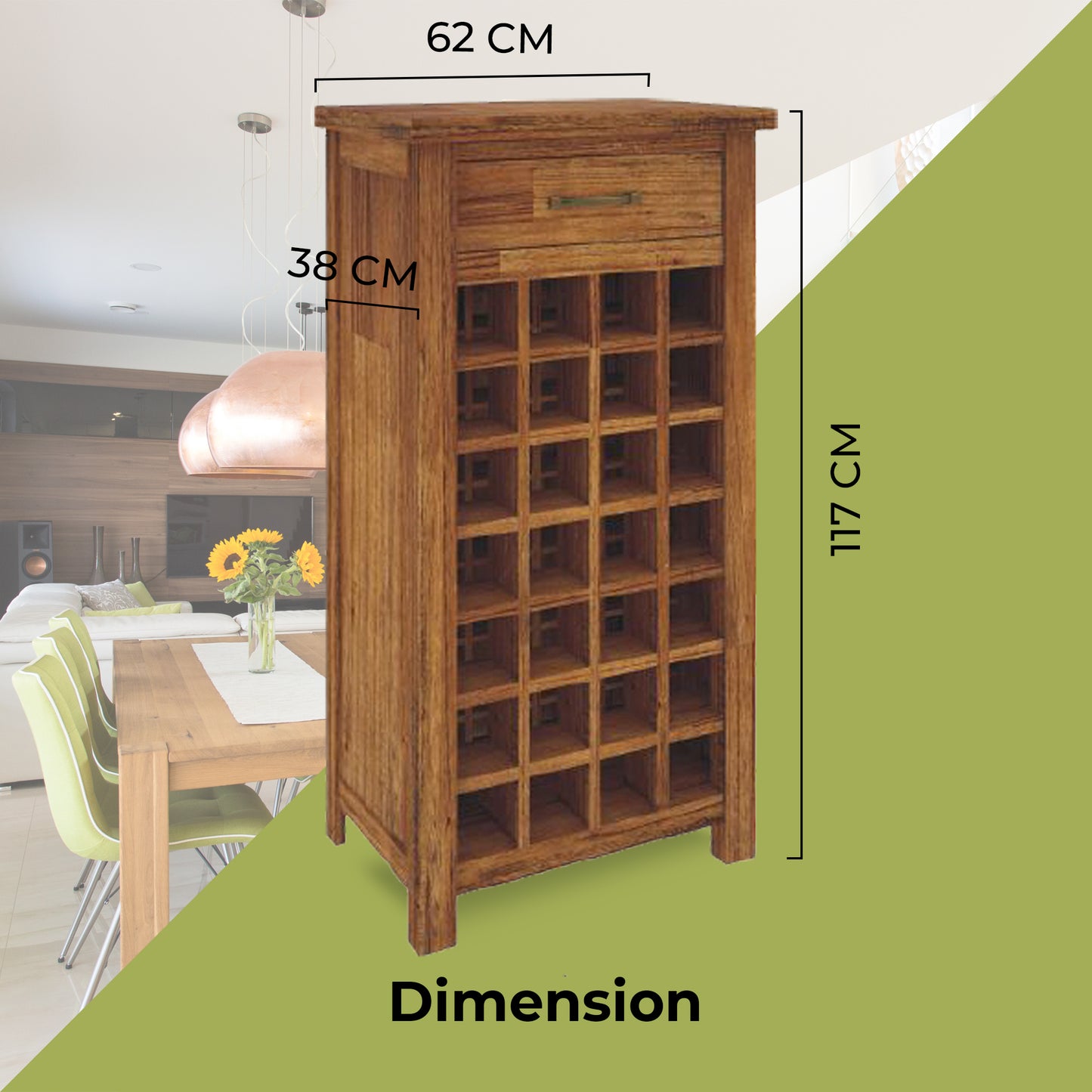 Birdsville Wine Rack 28 Bottle Sideboard Buffet Cabinet Wooden Storage - Brown - Cosy Abode