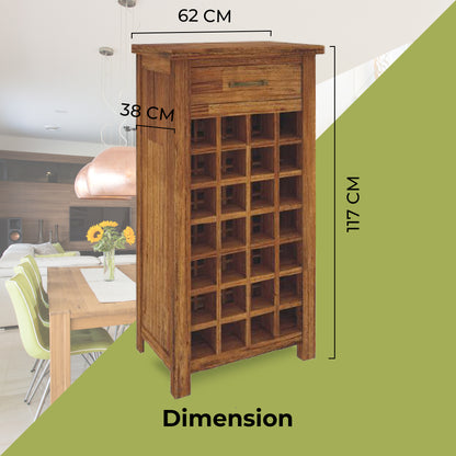 Birdsville Wine Rack 28 Bottle Sideboard Buffet Cabinet Wooden Storage - Brown - Cosy Abode