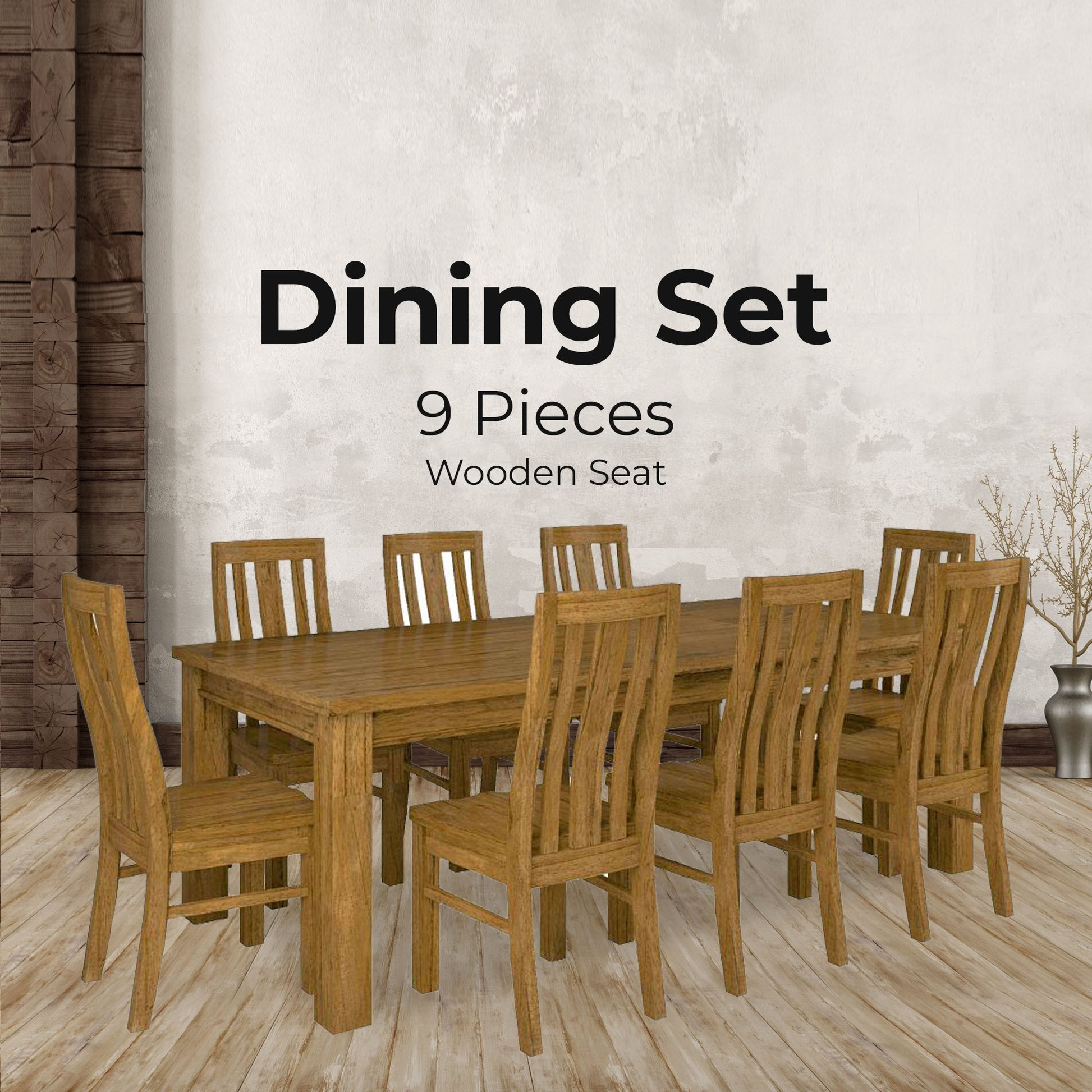 Birdsville 9pc Dining Set 225cm Table 8 Chair Solid Mt Ash Wood Timber - Brown - Cosy Abode