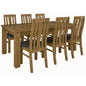 Birdsville 7pc Dining Set 190cm Table 6 PU Seat Chair Solid Mt Ash Wood - Brown - Cosy Abode