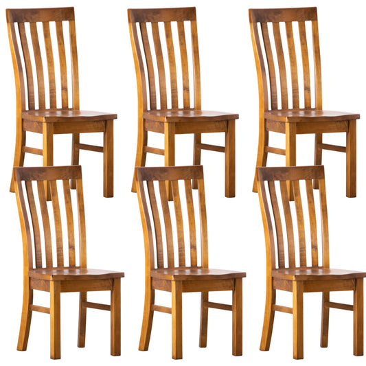 Teasel Dining Chair Set of 6 Solid Pine Timber Wood Seat - Rustic Oak - Cosy Abode