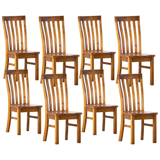 Teasel Dining Chair Set of 8 Solid Pine Timber Wood Seat - Rustic Oak - Cosy Abode
