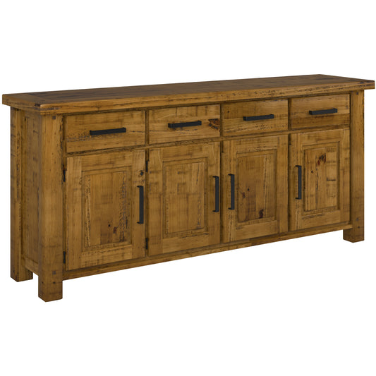 Teasel Buffet Table 191cm 4 Door 4 Drawer Solid Pine Timber Wood - Rustic Oak - Cosy Abode