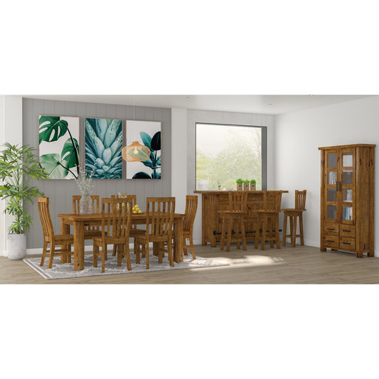 Teasel 7pc Dining Set 180cm Table 6 Chair Solid Pine Wood Timber - Rustic Oak - Cosy Abode