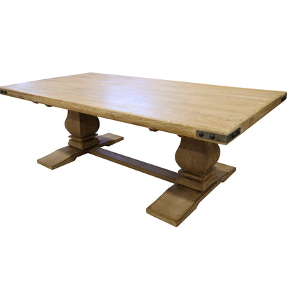 Gloriosa Coffee Table 140cm Pedestal Solid Mango Timber Wood - Honey Wash - Cosy Abode