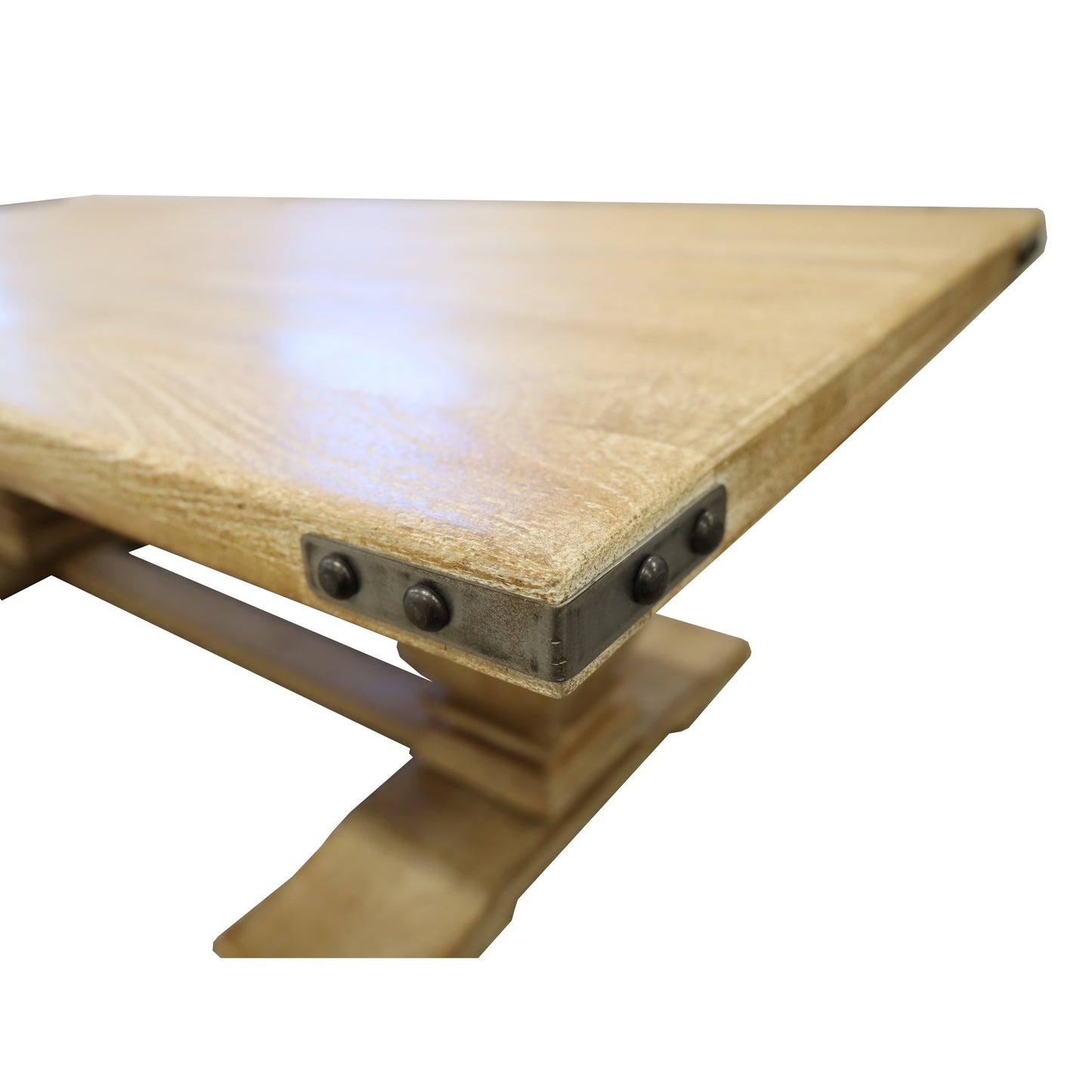 Gloriosa Coffee Table 140cm Pedestal Solid Mango Timber Wood - Honey Wash - Cosy Abode