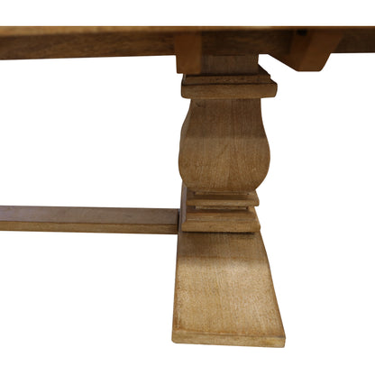 Gloriosa Coffee Table 140cm Pedestal Solid Mango Timber Wood - Honey Wash - Cosy Abode