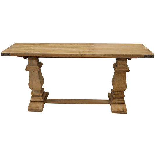 Gloriosa Console Entry Hallway Table 160cm Pedestal Mango Wood - Honey Wash - Cosy Abode