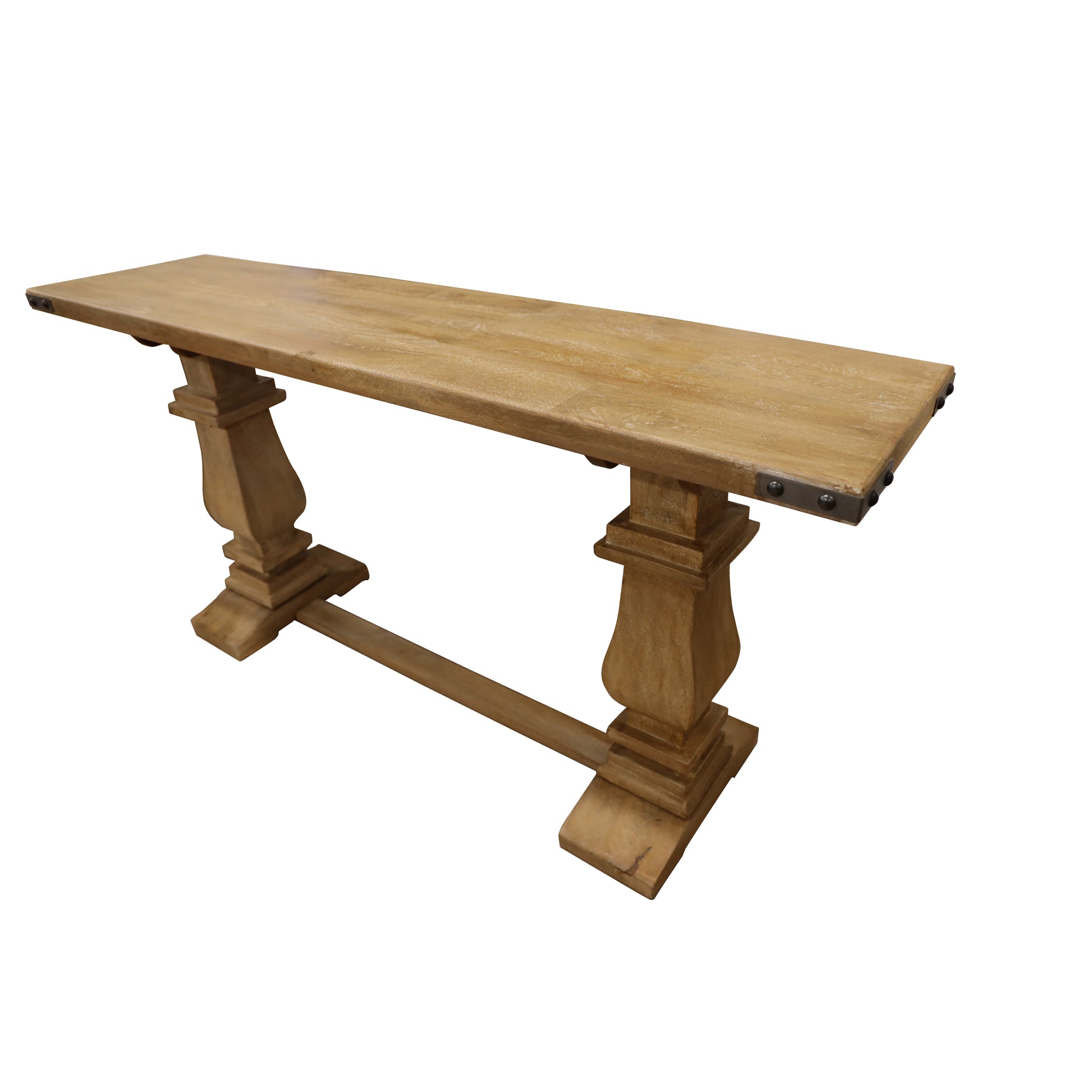 Gloriosa Console Entry Hallway Table 160cm Pedestal Mango Wood - Honey Wash - Cosy Abode