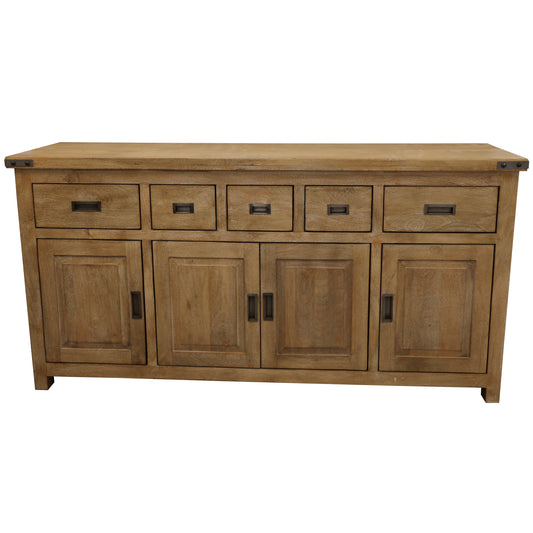 Gloriosa Buffet Table 180cm 4 Door 5 Drawer Solid Mango Timber Wood - Honey Wash - Cosy Abode